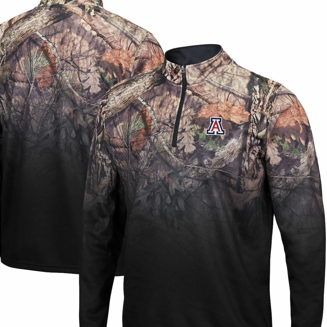 Colosseum Men's Black Arizona Wildcats Mossy Oak Fleet II Quarter-Zip Jacket 2 Colosseum Men's Black Arizona Wildcats Mossy Oak Fleet II Quarter-Zip Jacket - Image 2