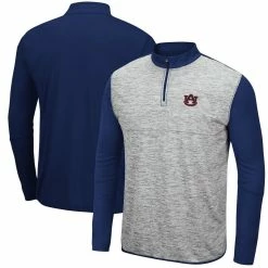 Colosseum Men's Heathered Gray/Navy Auburn Tigers Prospect Quarter-Zip Jacket