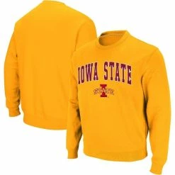 Colosseum Men's Gold Iowa State Cyclones Arch & Logo Crew Neck Sweatshirt
