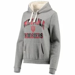 Women's Colosseum Heathered Gray Indiana Hoosiers Plaid Sherpa Pullover Hoodie -Colosseum Shop DSCO1137749679 1927 ALT2
