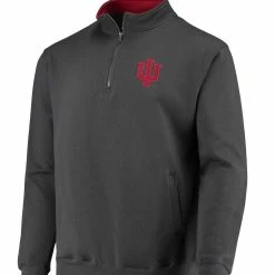 Colosseum Men's Charcoal Indiana Hoosiers Tortugas Logo Quarter-Zip Pullover Jacket -Colosseum Shop DSCO1137813615 1904 ALT2