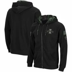 Colosseum Men's Black Iowa State Cyclones OHT Military Appreciation Logo Waffle Full-Zip Hoodie