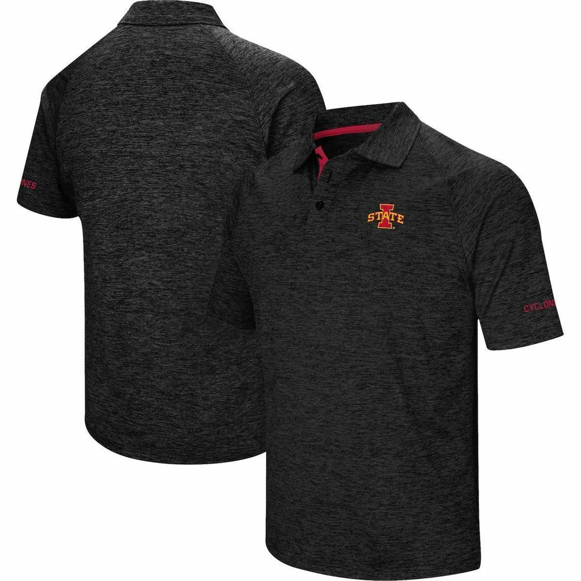 Colosseum Men's Black Iowa State Cyclones Down Swing Polo 2 Colosseum Men's Black Iowa State Cyclones Down Swing Polo - Image 2