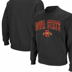Colosseum Men's Charcoal Iowa State Cyclones Arch & Logo Crew Neck Sweatshirt