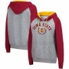 Colosseum Women's Heathered Gray Iowa State Cyclones Contrast Raglan Pullover Hoodie