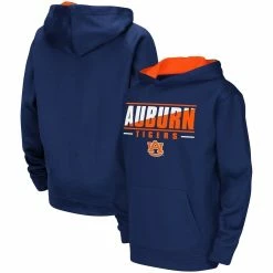 Colosseum Youth Navy Auburn Tigers Dean Slash Stack Pullover Hoodie