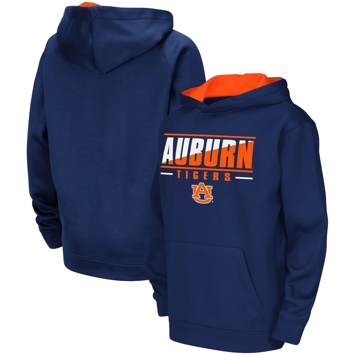 Colosseum Youth Navy Auburn Tigers Dean Slash Stack Pullover Hoodie 1 Colosseum Youth Navy Auburn Tigers Dean Slash Stack Pullover Hoodie