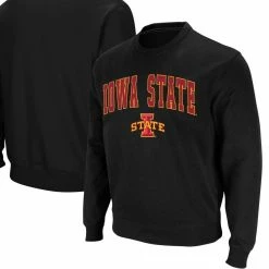 Colosseum Men's Black Iowa State Cyclones Arch & Logo Crew Neck Sweatshirt