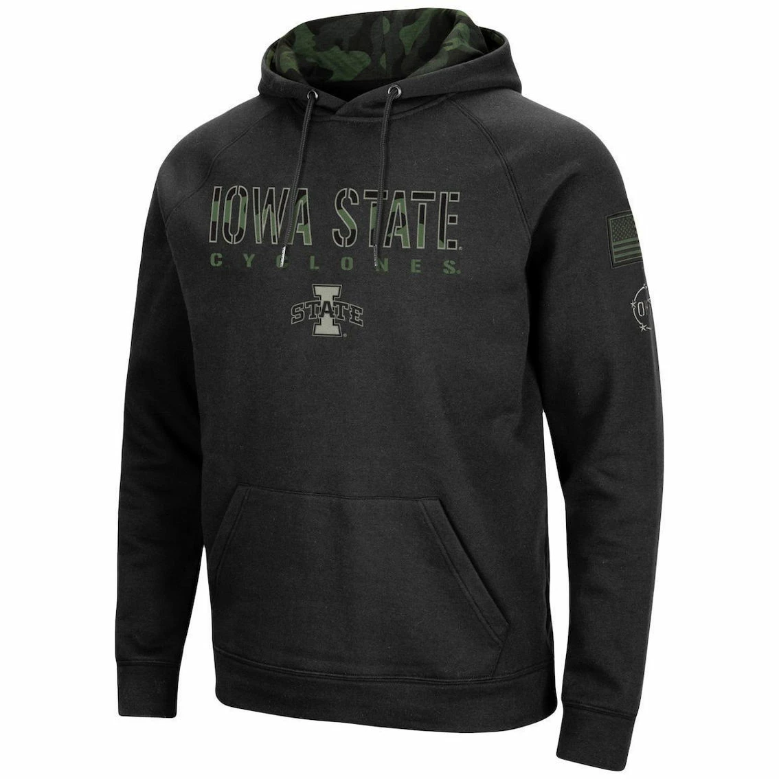 Colosseum Men's Black Iowa State Cyclones OHT Military Appreciation Raglan Pullover Hoodie 3 Colosseum Men's Black Iowa State Cyclones OHT Military Appreciation Raglan Pullover Hoodie - Image 3