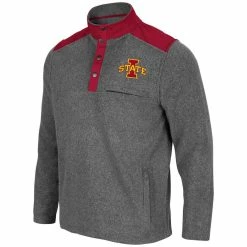 Colosseum Men's Heathered Charcoal/Cardinal Iowa State Cyclones Huff Snap Pullover -Colosseum Shop DSCO1139622188 4135 ALT2