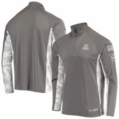 Colosseum Men's Gray/Camo Arizona Wildcats OHT Military Appreciation Swoop Quarter-Zip Jacket