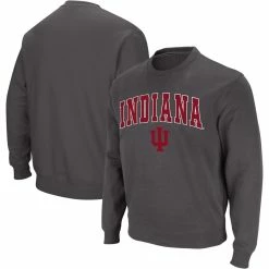 Colosseum Men's Charcoal Indiana Hoosiers Arch & Logo Crew Neck Sweatshirt