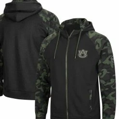Colosseum Men's Black Auburn Tigers OHT Military Appreciation Camo Raglan Full-Zip Hoodie