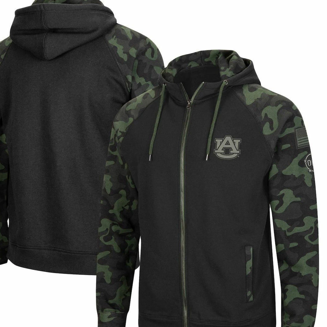 Colosseum Men's Black Auburn Tigers OHT Military Appreciation Camo Raglan Full-Zip Hoodie 1 Colosseum Men's Black Auburn Tigers OHT Military Appreciation Camo Raglan Full-Zip Hoodie