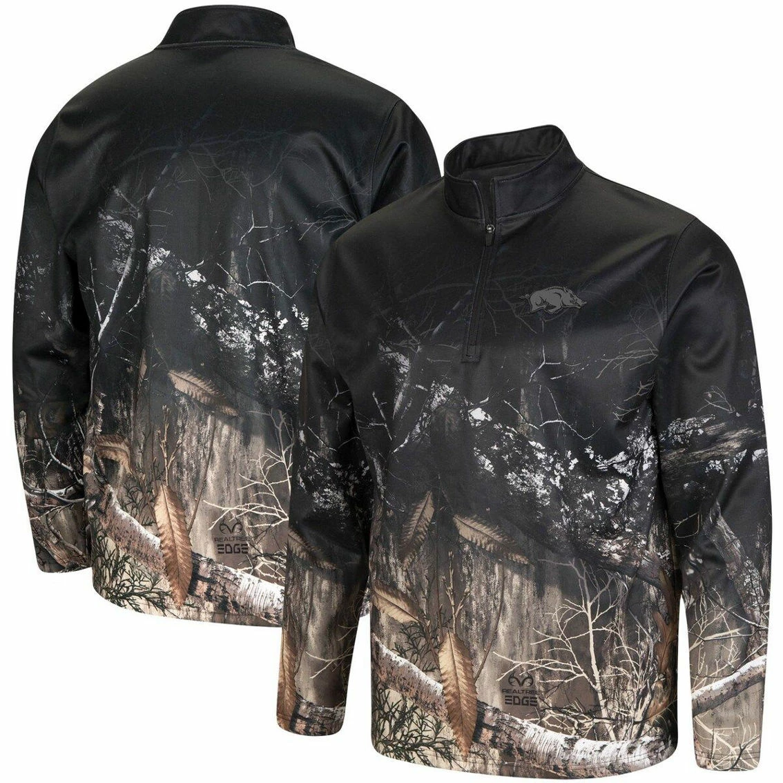 Men's Colosseum Black/Realtree Camo Arkansas Razorbacks Creek Quarter-Zip Jacket 2 Men's Colosseum Black/Realtree Camo Arkansas Razorbacks Creek Quarter-Zip Jacket - Image 2
