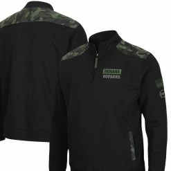Colosseum Men's Black Indiana Hoosiers OHT Military Appreciation Commo Fleece Quarter-Zip Jacket