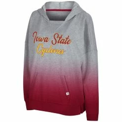 Women's Colosseum Heathered Gray Iowa State Cyclones On Wednesdays Dip-Dye Pullover Hoodie -Colosseum Shop DSCO1140295976 1927 ALT2