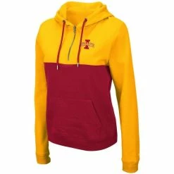 Colosseum Women's Gold/Red Iowa State Cyclones Aidan Half-Zip Hoodie -Colosseum Shop DSCO1140778447 1853 ALT2