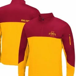 Colosseum Men's Cardinal/Gold Iowa State Cyclones Triple Dog Dare Quarter-Zip Jacket
