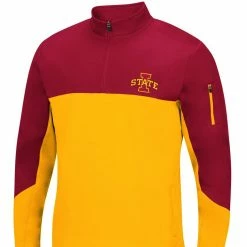 Colosseum Men's Cardinal/Gold Iowa State Cyclones Triple Dog Dare Quarter-Zip Jacket -Colosseum Shop DSCO1140896390 GOLDRE ALT2