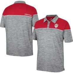 Colosseum Men's Heathered Gray/Crimson Indiana Hoosiers Birdie Polo