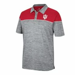Colosseum Men's Heathered Gray/Crimson Indiana Hoosiers Birdie Polo -Colosseum Shop DSCO1142024422 1927 ALT2