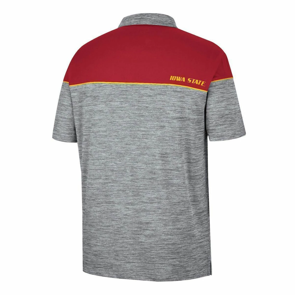 Colosseum Men's Heathered Gray/Cardinal Iowa State Cyclones Birdie Polo 4 Colosseum Men's Heathered Gray/Cardinal Iowa State Cyclones Birdie Polo - Image 4