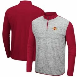 Colosseum Men's Heathered Gray/Cardinal Iowa State Cyclones Prospect Quarter-Zip Jacket