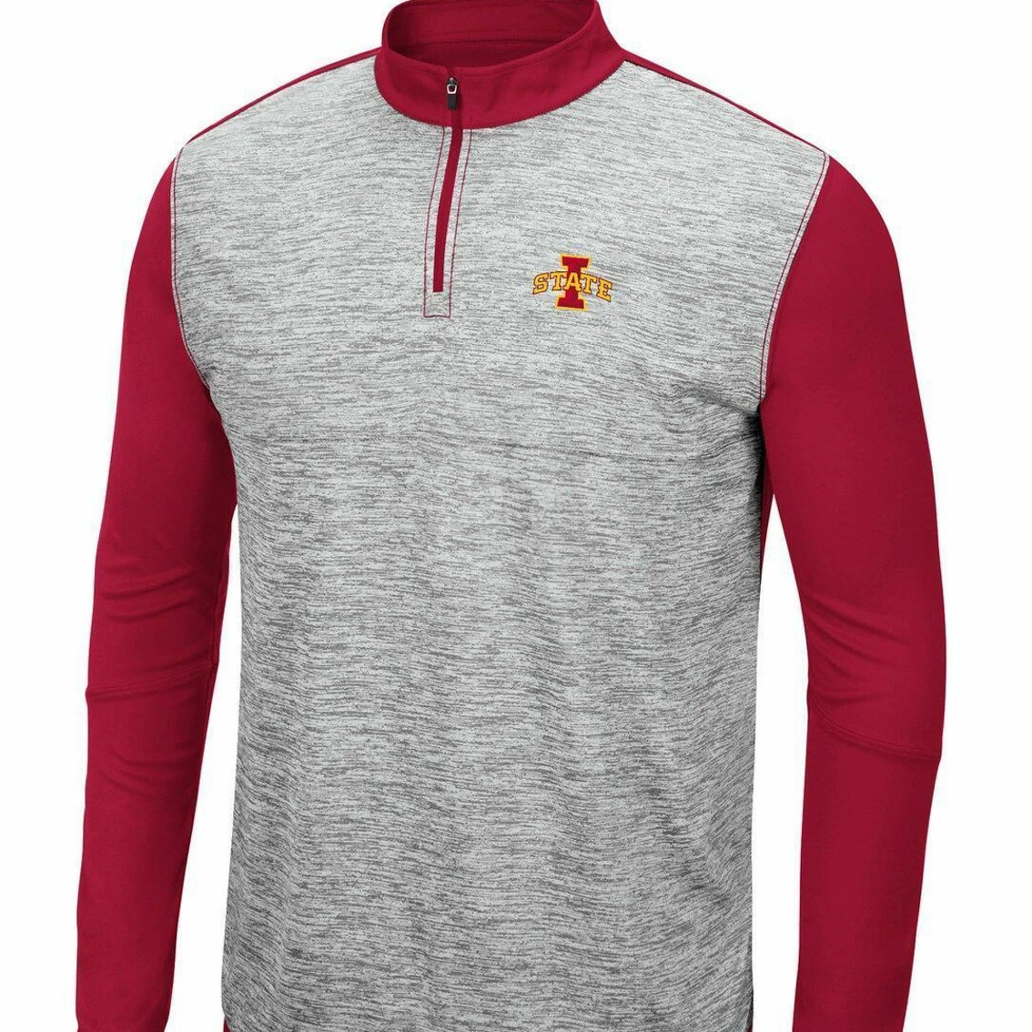 Colosseum Men's Heathered Gray/Cardinal Iowa State Cyclones Prospect Quarter-Zip Jacket 3 Colosseum Men's Heathered Gray/Cardinal Iowa State Cyclones Prospect Quarter-Zip Jacket - Image 3