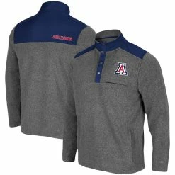 Men's Colosseum Heathered Charcoal/Navy Arizona Wildcats Huff Snap Pullover