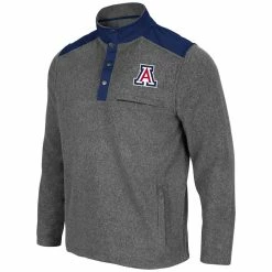 Men's Colosseum Heathered Charcoal/Navy Arizona Wildcats Huff Snap Pullover -Colosseum Shop DSCO1142289278 4135 ALT2