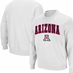 Colosseum Men's White Arizona Wildcats Arch & Logo Crew Neck Sweatshirt