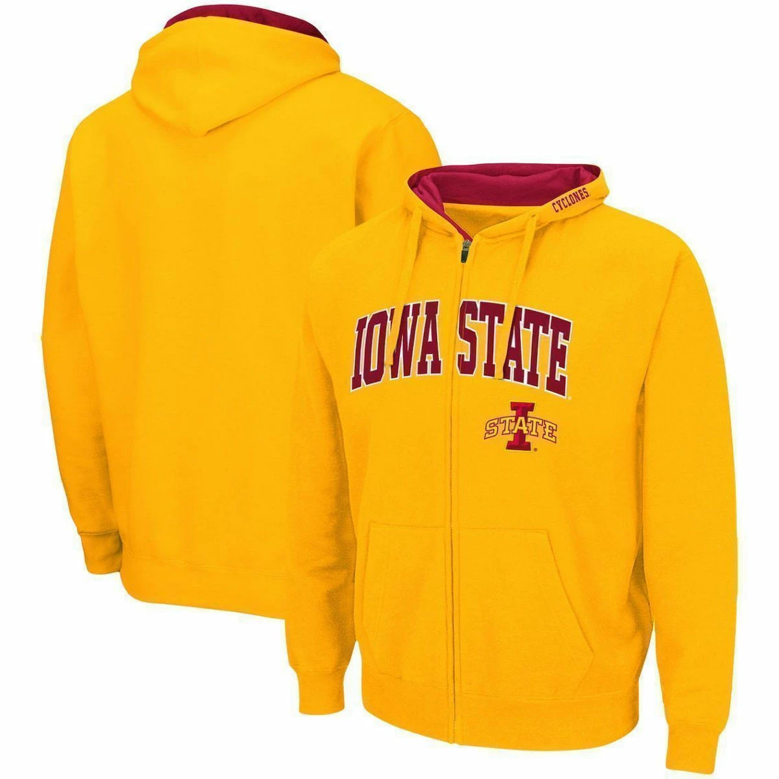 Colosseum Men's Gold Iowa State Cyclones Arch & Logo 3.0 Full-Zip Hoodie 1 Colosseum Men's Gold Iowa State Cyclones Arch & Logo 3.0 Full-Zip Hoodie