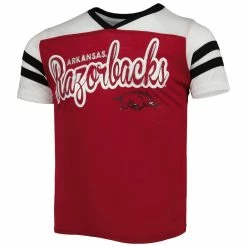 Colosseum Girls Youth Cardinal Arkansas Razorbacks Practically Perfect Striped T-Shirt -Colosseum Shop DSCO1144436903 4633 ALT2