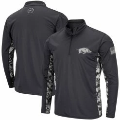 Colosseum Men's Charcoal Arkansas Razorbacks OHT Military Appreciation Digi Camo Quarter-Zip Jacket