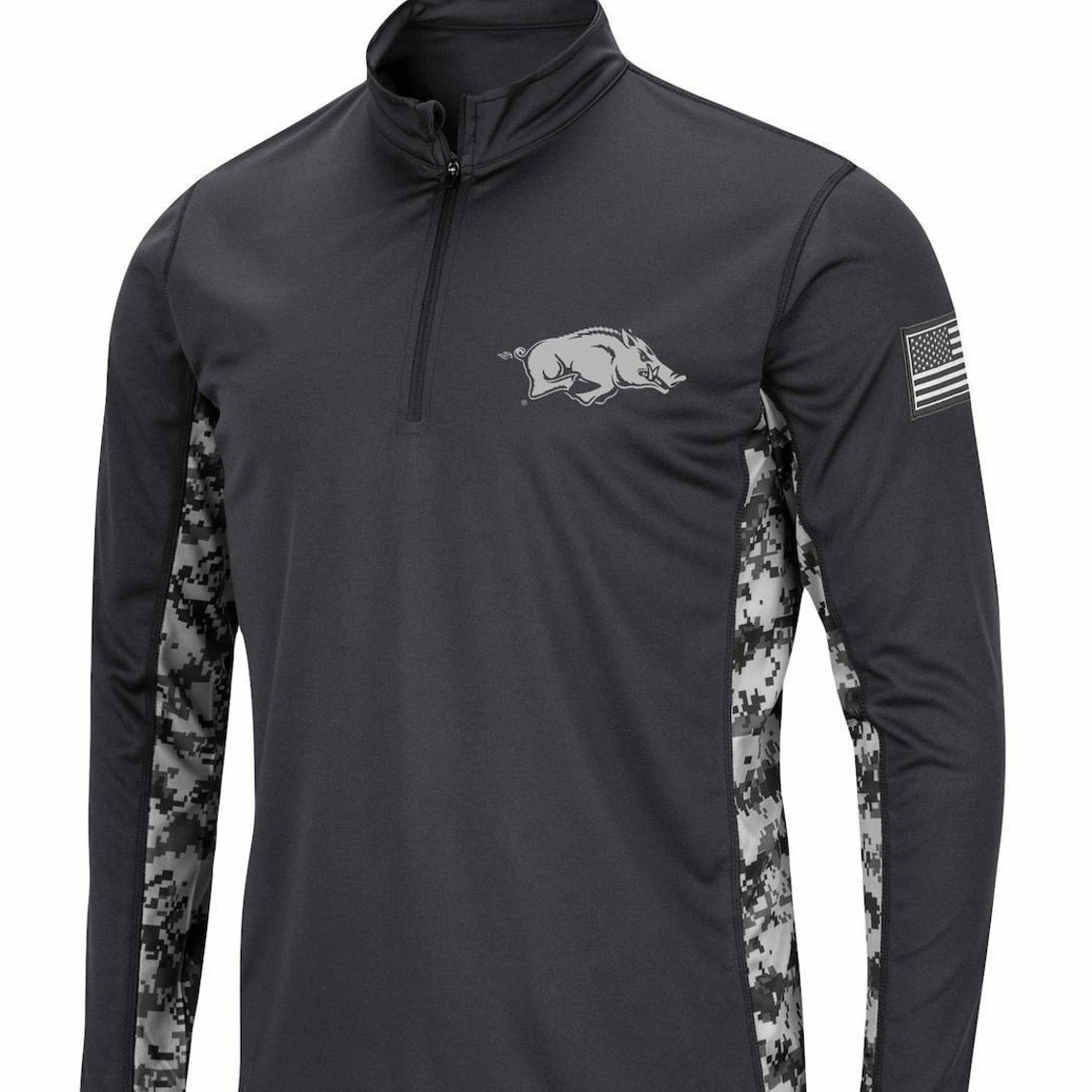 Colosseum Men's Charcoal Arkansas Razorbacks OHT Military Appreciation Digi Camo Quarter-Zip Jacket 3 Colosseum Men's Charcoal Arkansas Razorbacks OHT Military Appreciation Digi Camo Quarter-Zip Jacket - Image 3