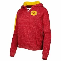 Colosseum Women's Cardinal Iowa State Cyclones The Devil Speckle Lace-Placket Raglan Pullover Hoodie -Colosseum Shop DSCO1145451505 4633 ALT2