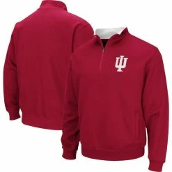 Colosseum Men's Crimson Indiana Hoosiers Big & Tall Tortugas Logo Quarter-Zip Sweatshirt
