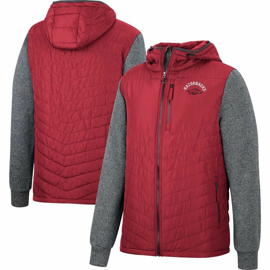 Colosseum Men's Cardinal Arkansas Razorbacks Course Herringbone Full-Zip Hoodie 1 Colosseum Men's Cardinal Arkansas Razorbacks Course Herringbone Full-Zip Hoodie