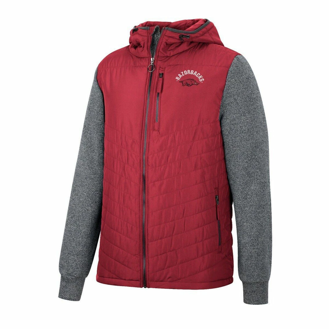 Colosseum Men's Cardinal Arkansas Razorbacks Course Herringbone Full-Zip Hoodie 3 Colosseum Men's Cardinal Arkansas Razorbacks Course Herringbone Full-Zip Hoodie - Image 3