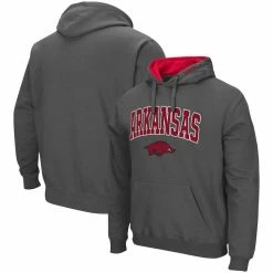Colosseum Men's Charcoal Arkansas Razorbacks Arch & Logo 3.0 Pullover Hoodie
