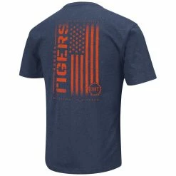 Colosseum Men's Heather Navy Auburn Tigers OHT Military Appreciation Flag 2.0 T-Shirt -Colosseum Shop DSCO1146345784 SXT5 ALT3