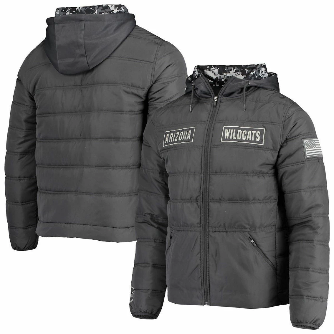 Colosseum Men's Charcoal Arizona Wildcats OHT Military Appreciation Digital Camo Detail Full-Zip Puffer Jacket 1 Colosseum Men's Charcoal Arizona Wildcats OHT Military Appreciation Digital Camo Detail Full-Zip Puffer Jacket
