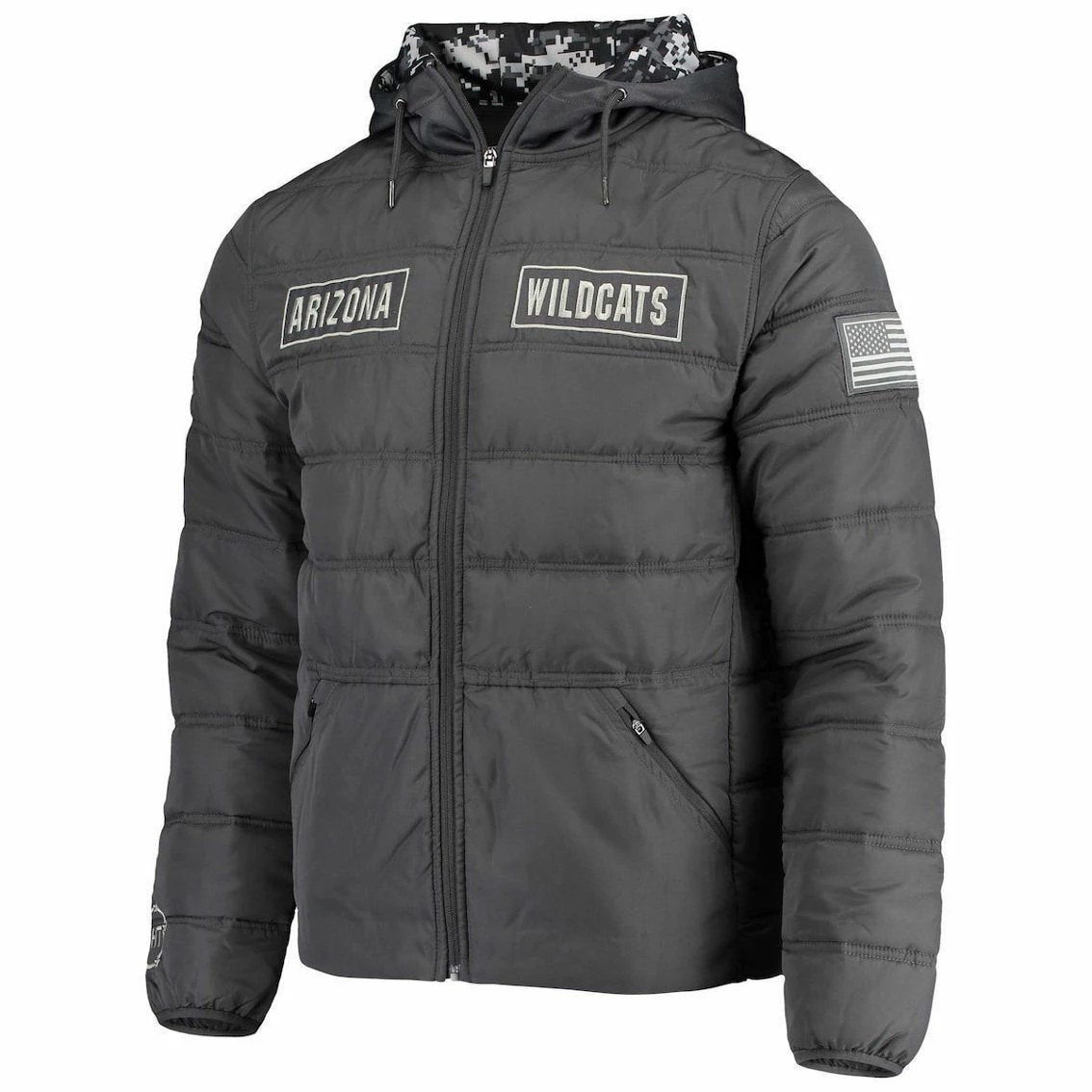 Colosseum Men's Charcoal Arizona Wildcats OHT Military Appreciation Digital Camo Detail Full-Zip Puffer Jacket 3 Colosseum Men's Charcoal Arizona Wildcats OHT Military Appreciation Digital Camo Detail Full-Zip Puffer Jacket - Image 3