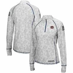 Colosseum Women's White Auburn Tigers OHT Military Appreciation Officer Arctic Camo 1/4-Zip Jacket