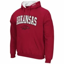 Colosseum Men's Cardinal Arkansas Razorbacks Arch & Logo 3.0 Pullover Hoodie -Colosseum Shop DSCO1146346296 4633 ALT2
