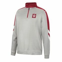 Colosseum Men's Gray/Crimson Indiana Hoosiers Bushwood Fleece Quarter-Zip Jacket -Colosseum Shop DSCO1146346299 1927 ALT2