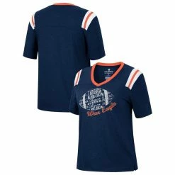 Colosseum Women's Heathered Navy Auburn Tigers 15 Min Early Football V-Neck T-Shirt