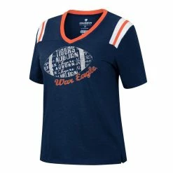 Colosseum Women's Heathered Navy Auburn Tigers 15 Min Early Football V-Neck T-Shirt -Colosseum Shop DSCO1146364191 SXT5 ALT2