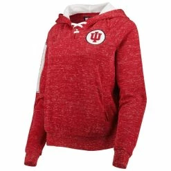 Colosseum Women's Crimson Indiana Hoosiers The Devil Speckle Lace-Placket Raglan Pullover Hoodie -Colosseum Shop DSCO1146364398 2840 ALT2
